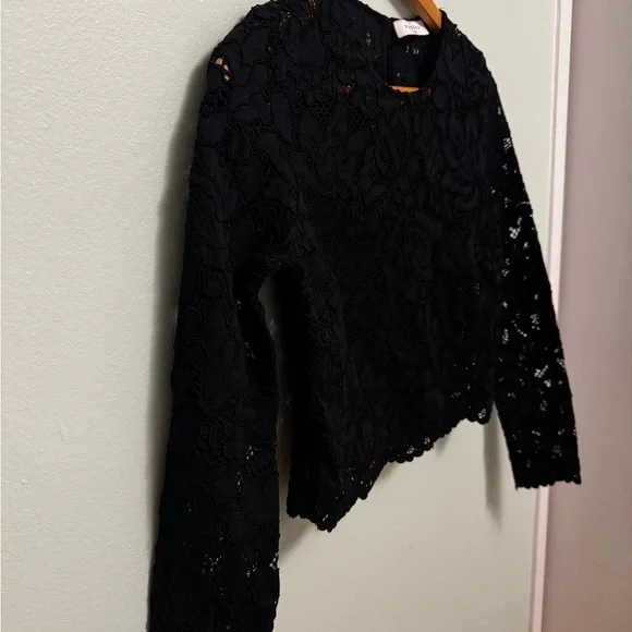 Sandro Black Lace Long Sleeve Blouse - Picture 5 of 12